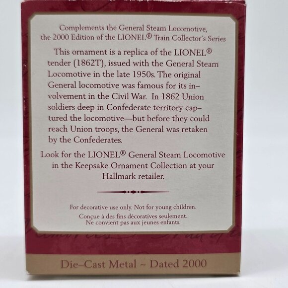 Hallmark Keepsake Ornament Lionel General Steam Locomotive Tender 2000 - Picture 7 of 9